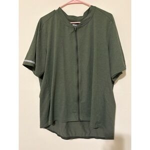 REI Co-op Mens Quarter Zip Pullover Heathered Olive Green Lightweight Active Top